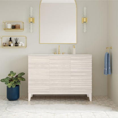 Cascade 48" Freestanding Bathroom Vanity in White Oak with 3-Hole Widespread Sink Top