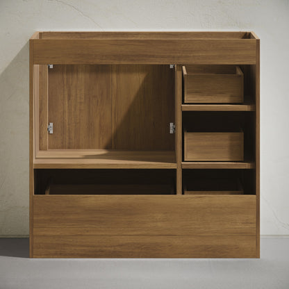 Virage 36" Freestanding Bathroom Vanity in Brown Oak without Sink Top