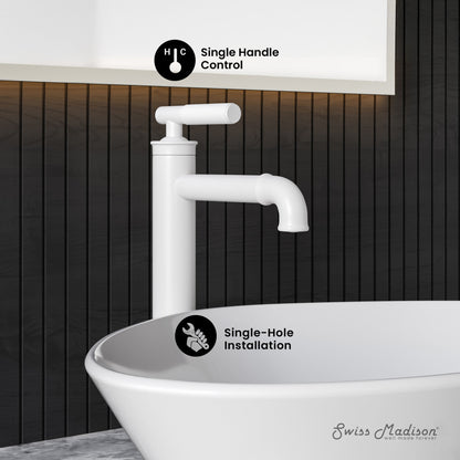 Avallon Single Hole, Single-Handle Sleek, High Arc Bathroom Faucet in Matte White
