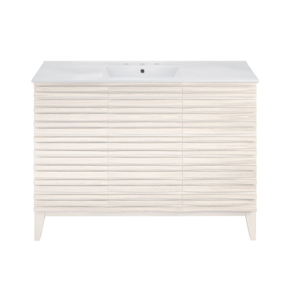 Cascade 48" Freestanding Bathroom Vanity in White Oak with 3-Hole Widespread Sink Top