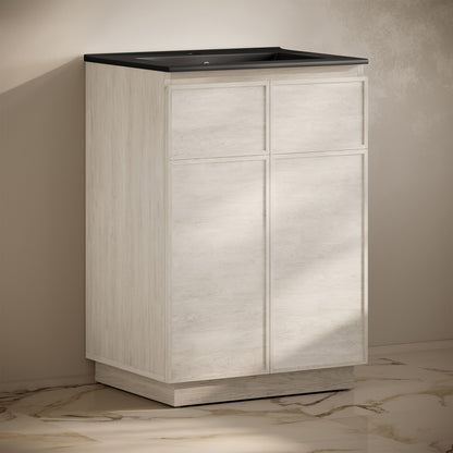 St. Tropez 24" Freestanding Bathroom Vanity in White Oak with Black Sink Top
