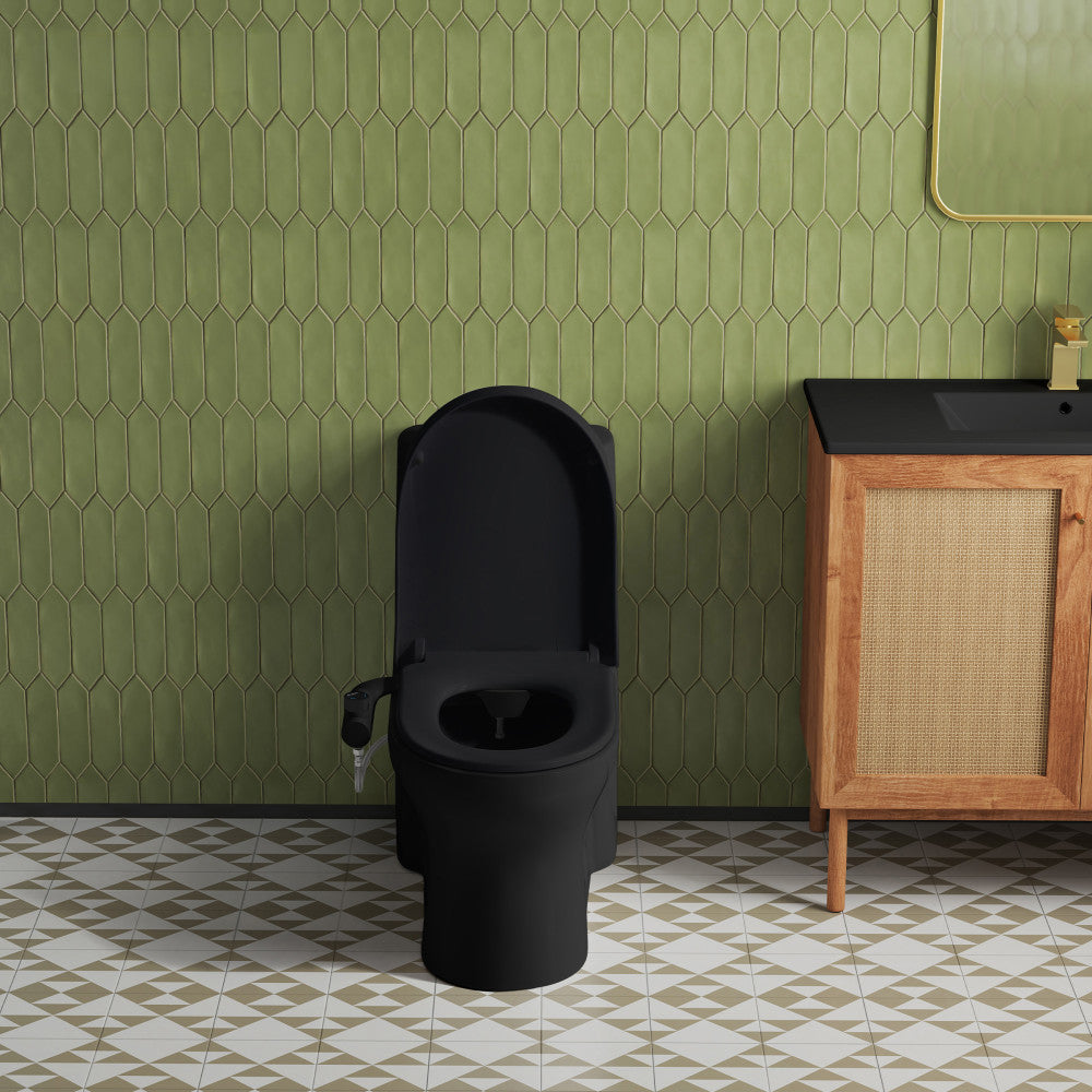 Aqua Non-Electric Bidet Toilet Attachment in Matte Black with Black Knob