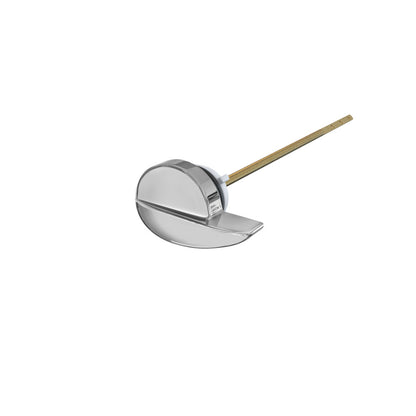 Left single flush lever for toilet in polished chrome with long brass rod handle.
