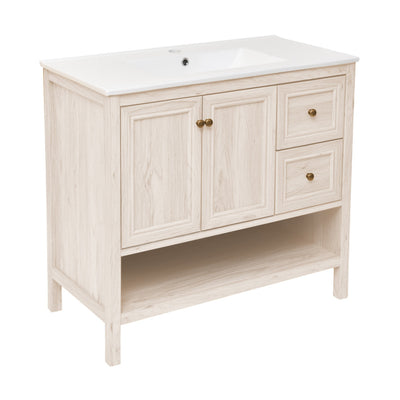 Chateau 36" Freestanding Bathroom Vanity in White Oak with Sink Top
