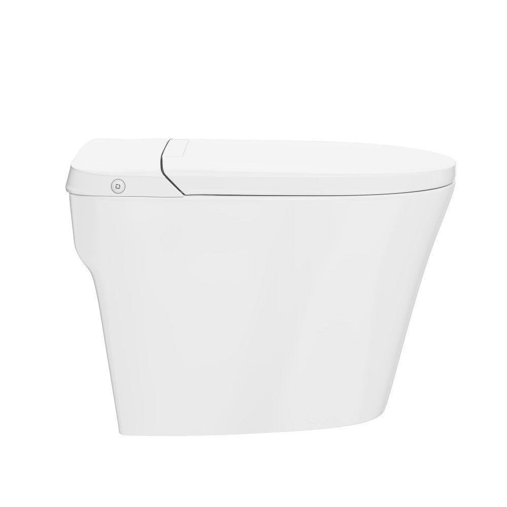 Hugo H Power Flush Tankless Toilet 7" Back Outlet 1 GPF Non-Electric Toilet with Integrated Tank in Glossy White