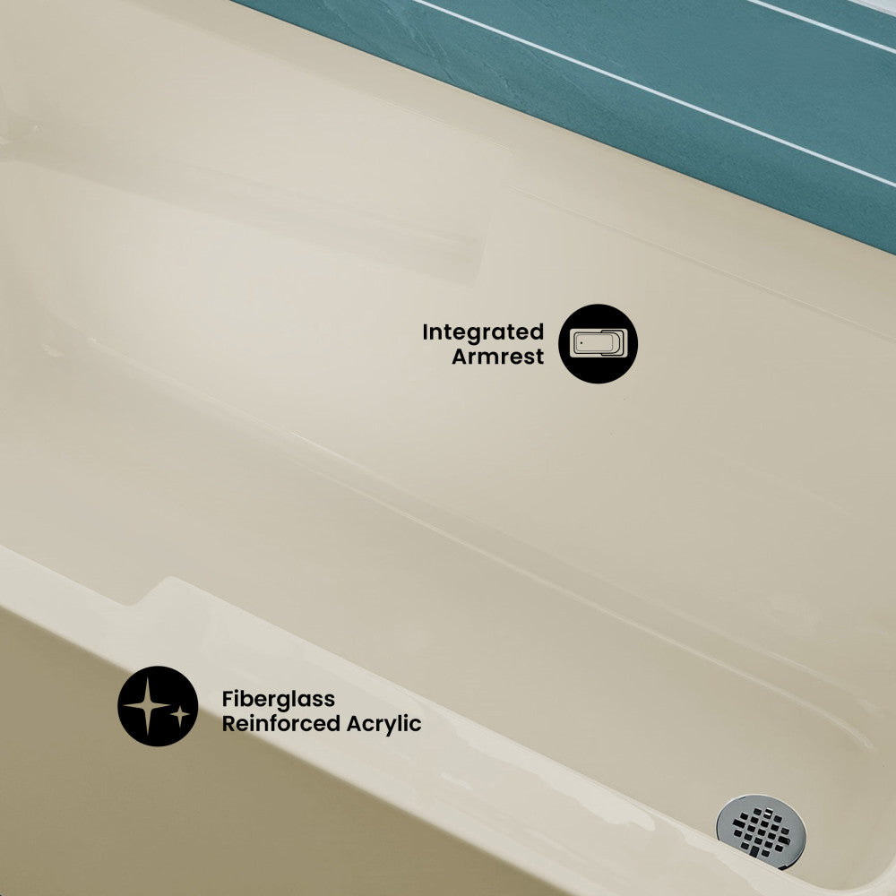 Voltaire 54" x 30" Left-Hand Drain Alcove Bathtub with Apron in Bisque