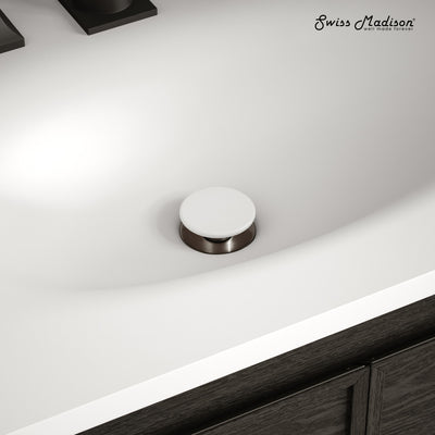 Lisse Concrete Bathroom Sink Non-Overflow Pop Up Drain in Matte White