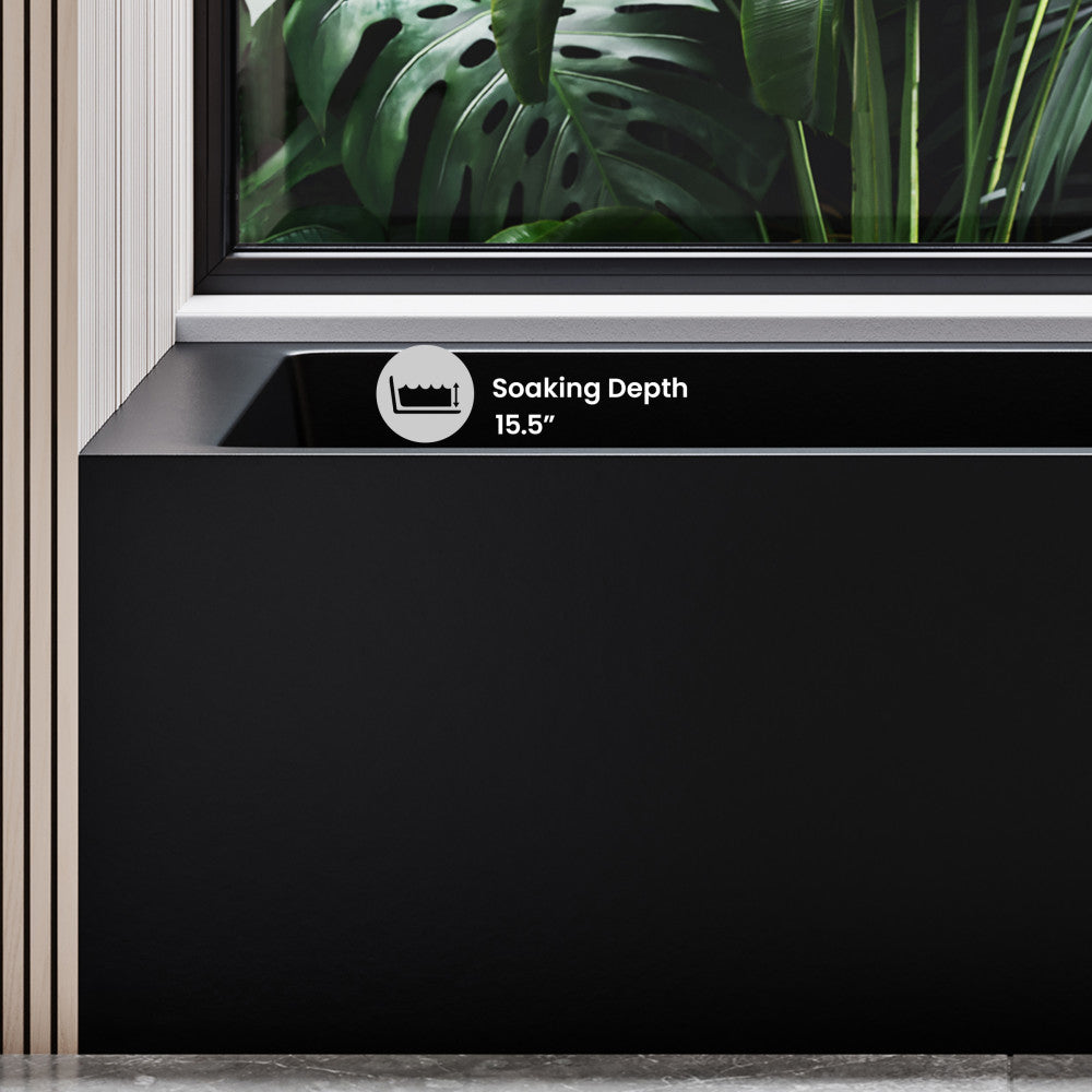 Voltaire 54" x 30" Right-Hand Drain Alcove Bathtub with Apron in Matte Black