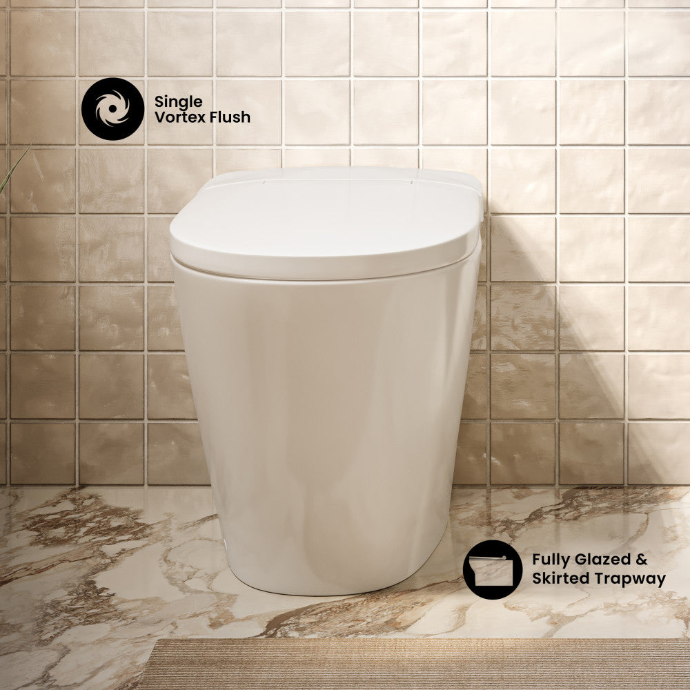 Hugo H Power Flush Tankless Toilet 12" Rough-in 1 GPF Non-Electric ADA Toilet with Integrated Tank in Glossy White