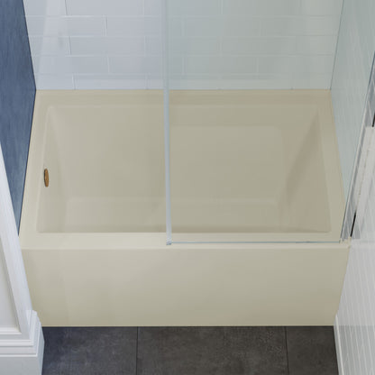 Alcove apron front bathtub 48 by 32 inch, left-hand drain, bisque finish.