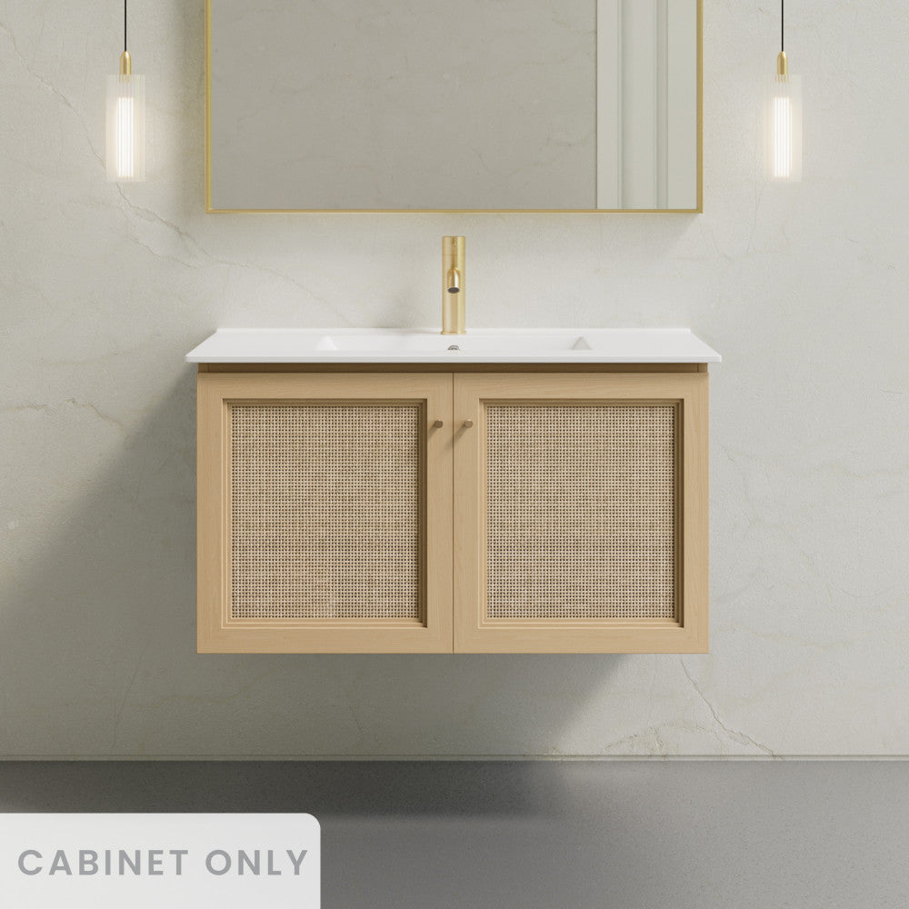Classe 36" Wall-Mounted Bathroom Vanity in Natural Oak without Sink Top