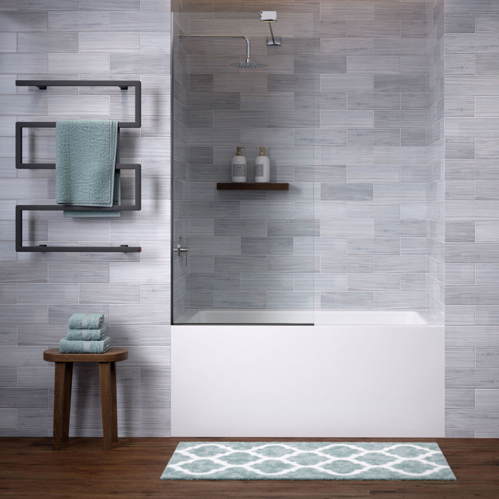 Voltaire 54 x 30 Skirted Left Drain Soaking Apron Bathtub in Glossy White with Integrated Overflow, Drain Included