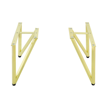 Brushed gold vanity legs with angled supports and black foot caps, replacement parts for Annecy vanity.