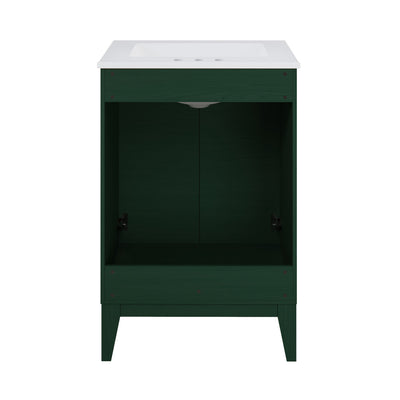 Cascade 24" Freestanding Bathroom Vanity in Green Oak with 3-Hole Widespread Sink Top