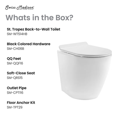 Elongated back-to-wall toilet bowl with concealed tank and soft-close seat in white porcelain.