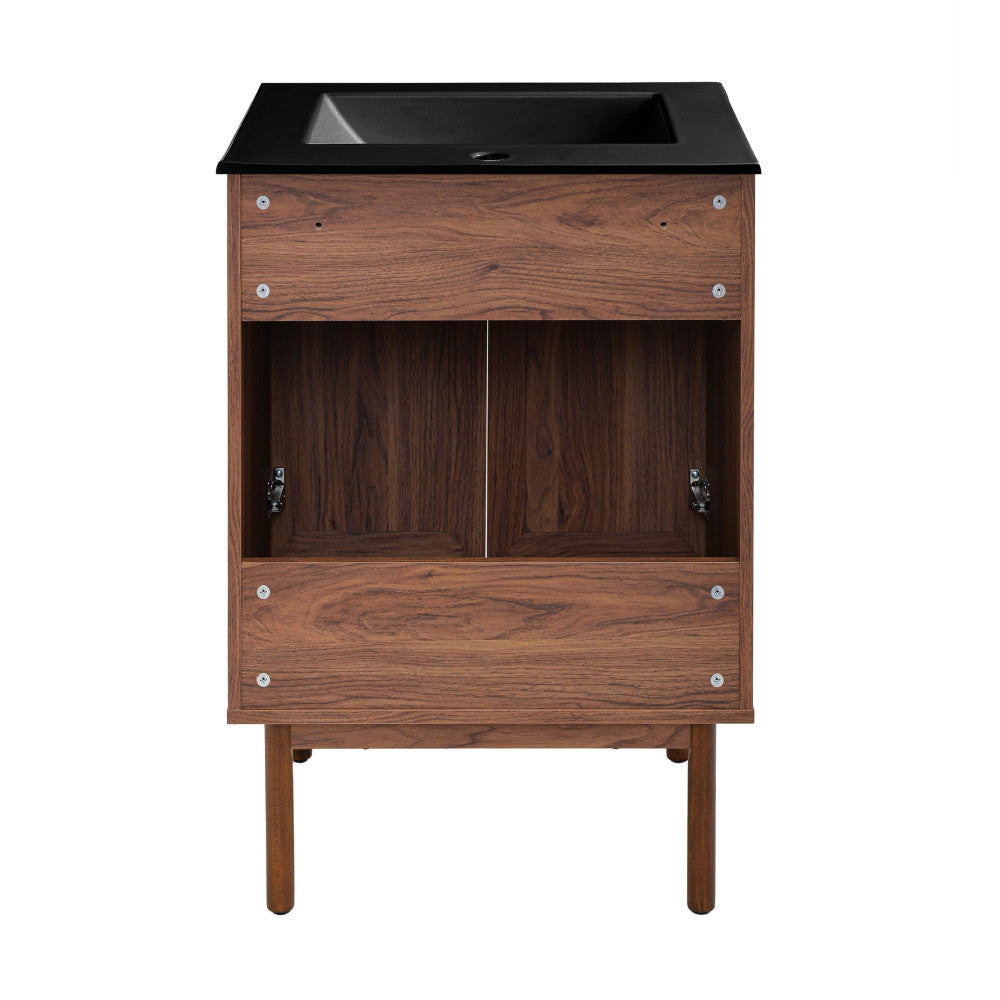 Classe 24" Freestanding Bathroom Vanity in Brown Oak with Black Sink Top