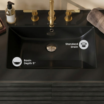 30" 3-Hole Centerset Vanity Sink Top in Matte Black