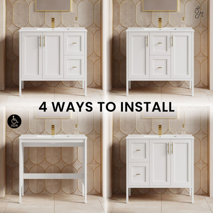 Forme 36" Modular Freestanding Bathroom Vanity with Sink Top in White