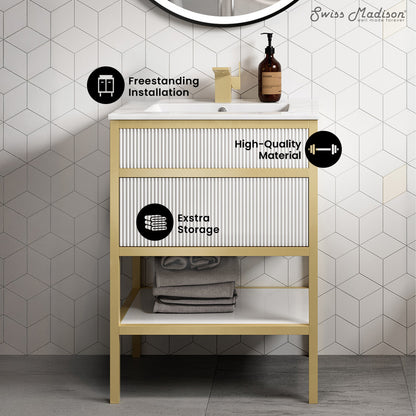 Cache 24" Freestanding Bathroom Vanity in White with Sink Top