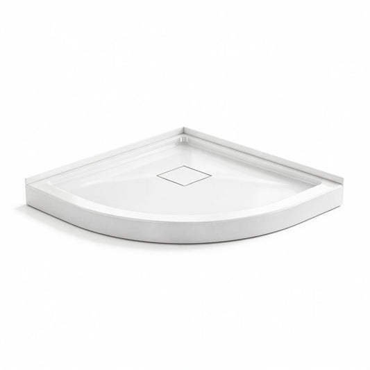 Marquette 32" x 32" Round Corner Double-Threshold Shower Pan Base with Center Drain in Glossy White