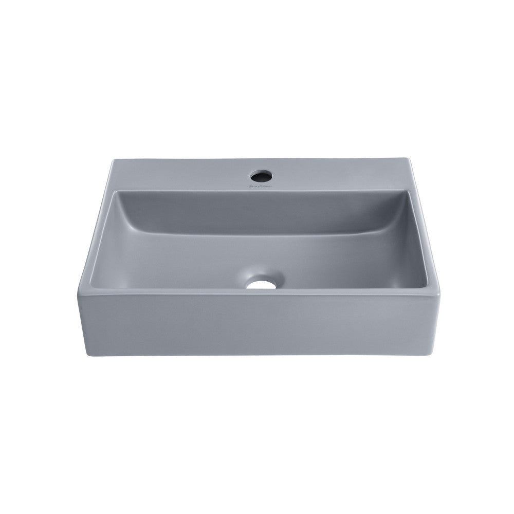 Claire 20"  Rectangle Ceramic Vessel Sink in Matte Gray