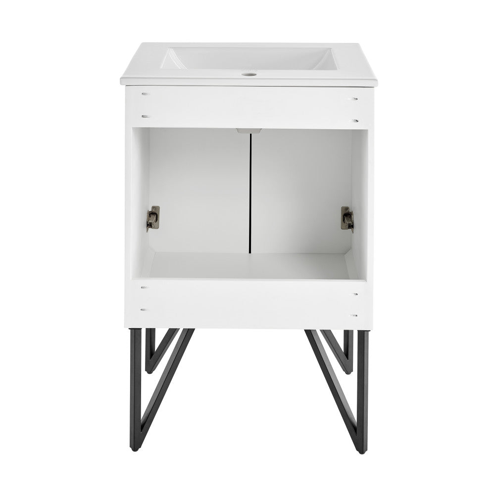 Annecy 24" Freestanding Bathroom Vanity in Mondrian White with Sink Top