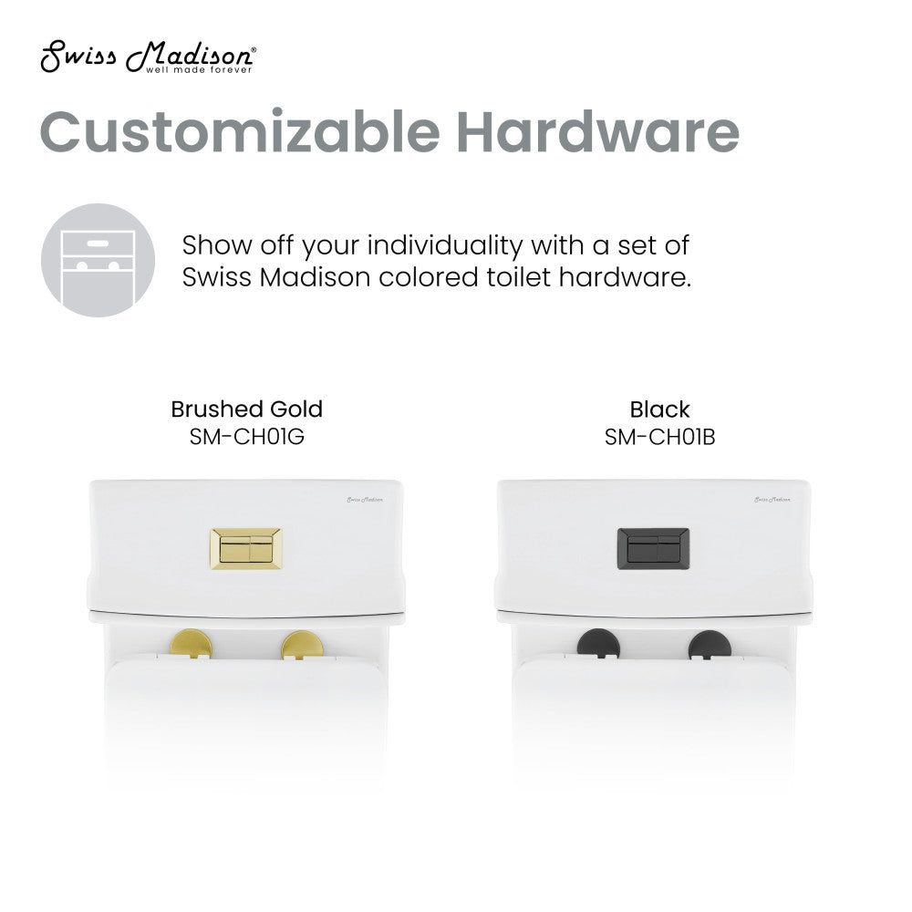 One-piece toilet hardware set in brushed gold, customizable design.