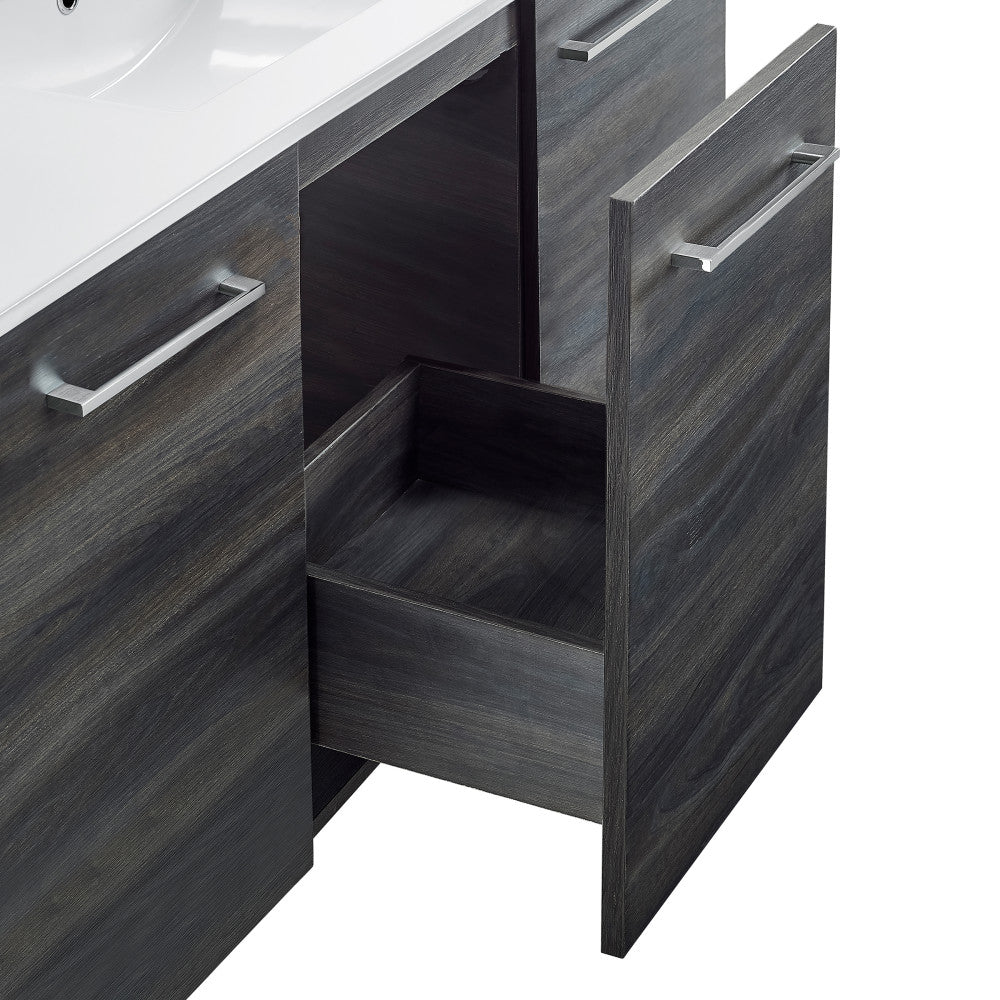 Annecy 48 in. Black Walnut, Double Basin Bathroom Vanity With White, 3-Hole Centerset Ceramic Sink Top