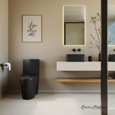 St. Tropez Two-Piece 12" Rough-in 1.1/1.6 GPF Dual Top Flush Elongated Toilet in Matte Black