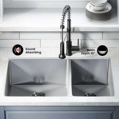 Rivage 33 x 20 Stainless Steel, Dual Basin, Undermount Kitchen Sink