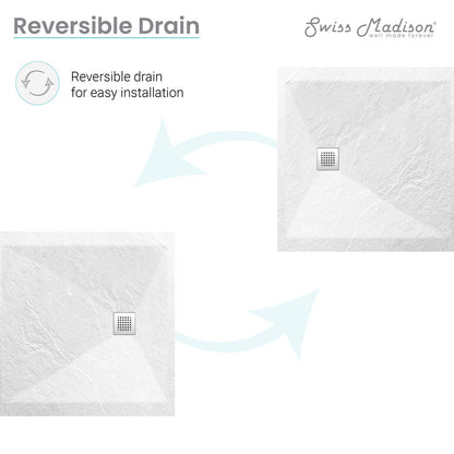 36" x 36" Terre P Series shower base, square design, reversible drain, textured surface.