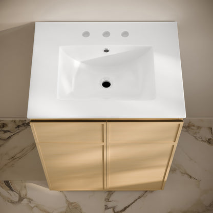 St. Tropez 24" Freestanding Bathroom Vanity in Natural Oak with 3-Hole Widespread Sink Top