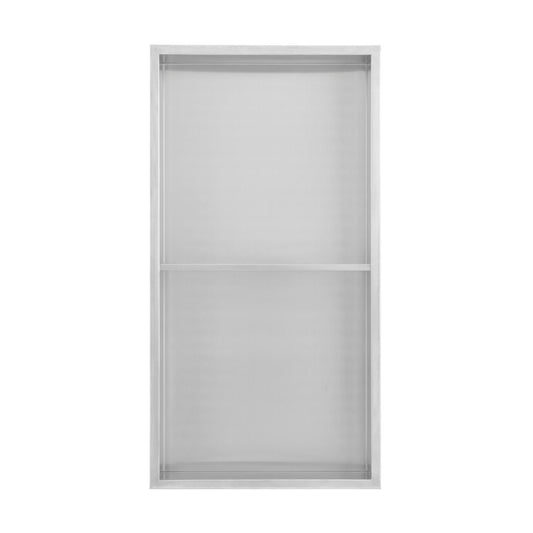 Voltaire 12" x 24" Stainless Steel Double Shelf Wall Niche in Matte Chrome