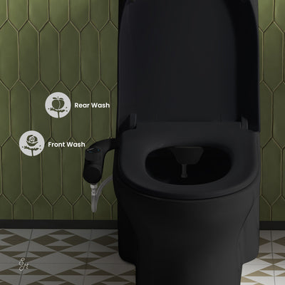 Aqua Non-Electric Bidet Toilet Attachment in Matte Black with Black Knob