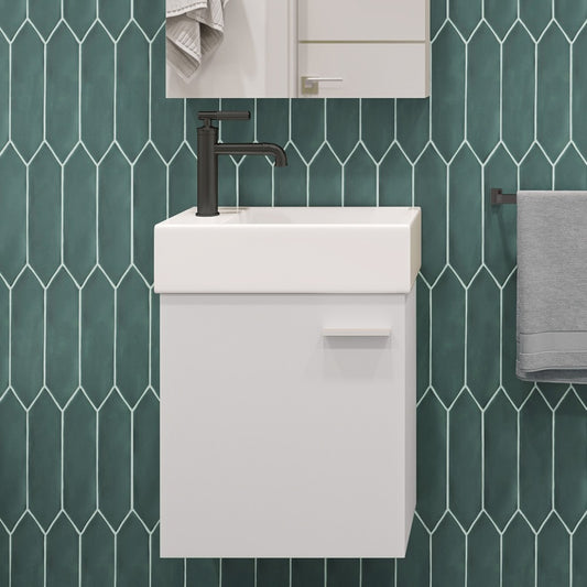 Colmer 18" Wall-Mounted Bathroom Vanity in White with Sink Top