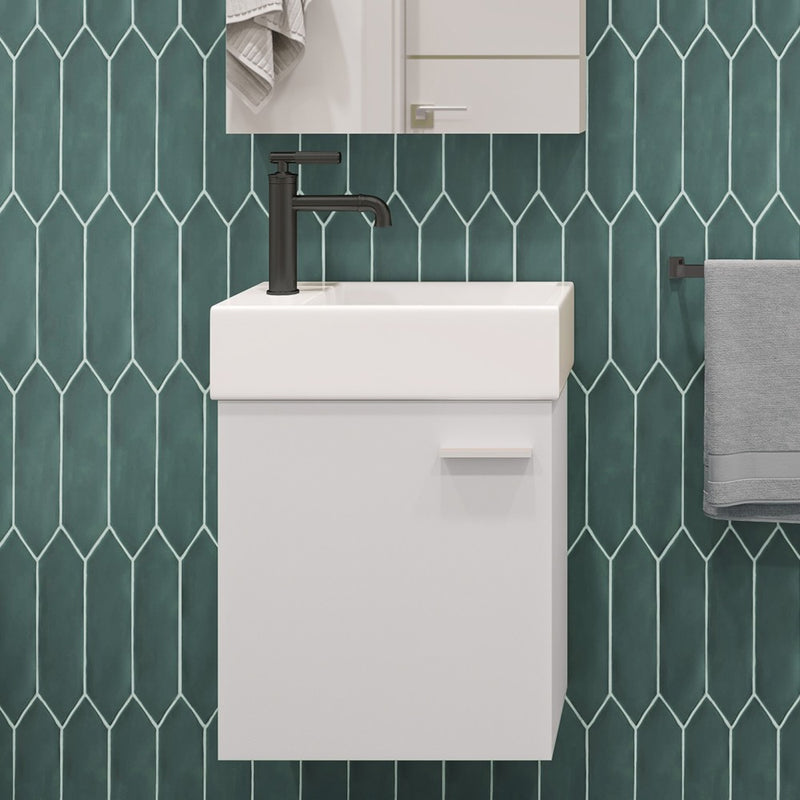 Colmer 18" Wall-Mounted Bathroom Vanity in White with Sink Top