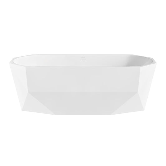 Brusque 67" Diamond Shaped Soaking Freestanding Bathtub in Glossy White, Drain Included