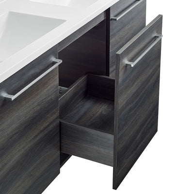 Annecy 60" Freestanding Bathroom Vanity in Black Walnut with Sink Top