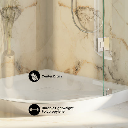 Marquette 34 in. x 34 in. Rounded Corner Single-Threshold Shower Base with Center Drain in Glossy White