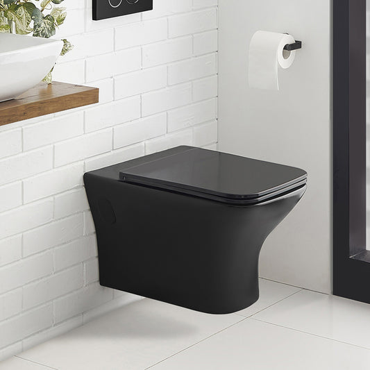 Carre Wall-Hung Elongated Toilet Bowl in Matte Black