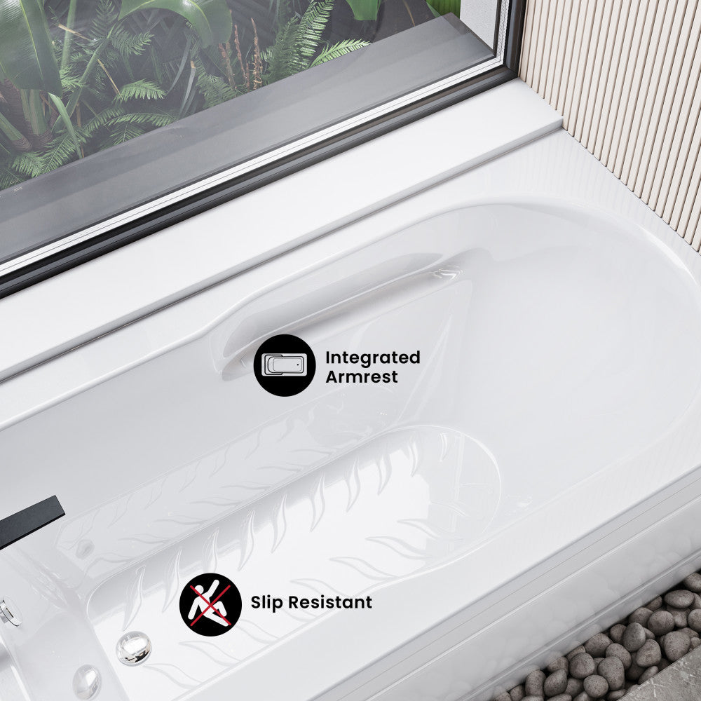 Concorde 60" x 32" Acrylic Glossy White, Alcove, Integral, Left-Hand Drain, Apron Bathtub