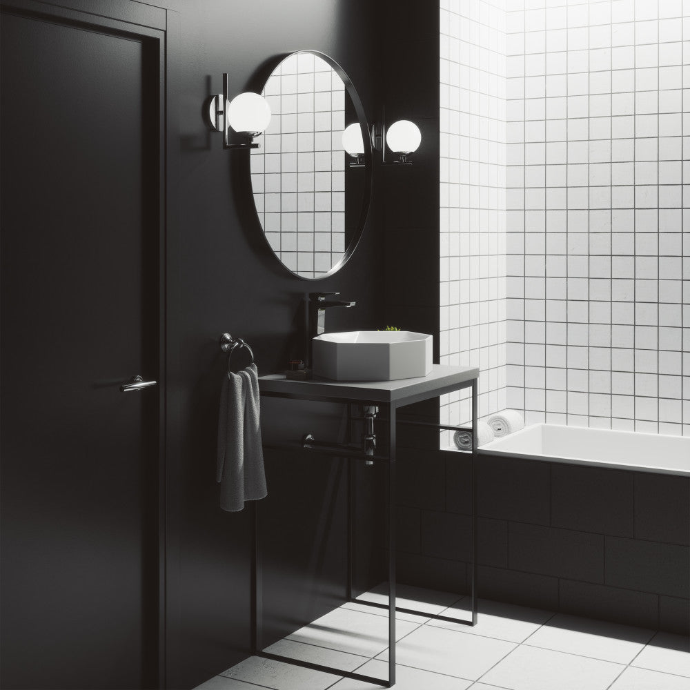 White ceramic vessel sink 19.25-inch square bathroom sink with glossy finish.