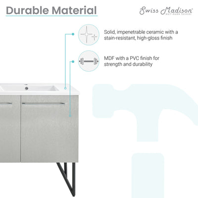 Annecy 60" Freestanding Bathroom Vanity in Gray with Sink Top