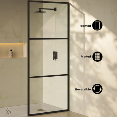 Claire 34 x 76 Framed Fixed 3/8 in. (10mm) Clear Tempered Glass Shower Door with Black Matte Frame