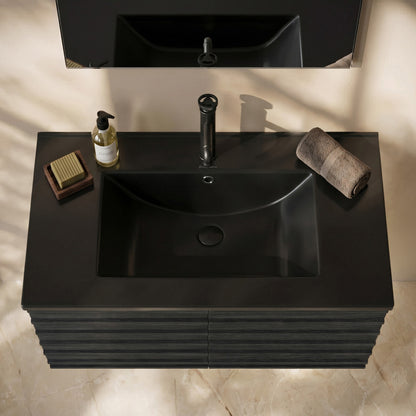 30" Vanity Top Bathroom Sink in Matte Black