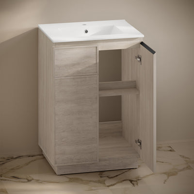 St. Tropez 24" Freestanding Bathroom Vanity in White Oak with Sink Top