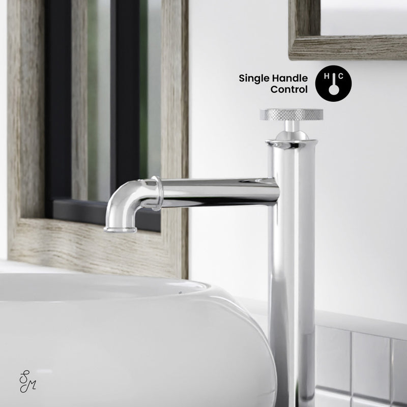 Avallon Single Hole, Single-Handle Wheel, High Arc Bathroom Faucet in Chrome