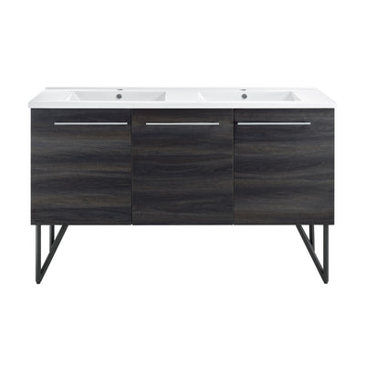 Annecy 60" Freestanding Bathroom Vanity in Black Walnut with Sink Top