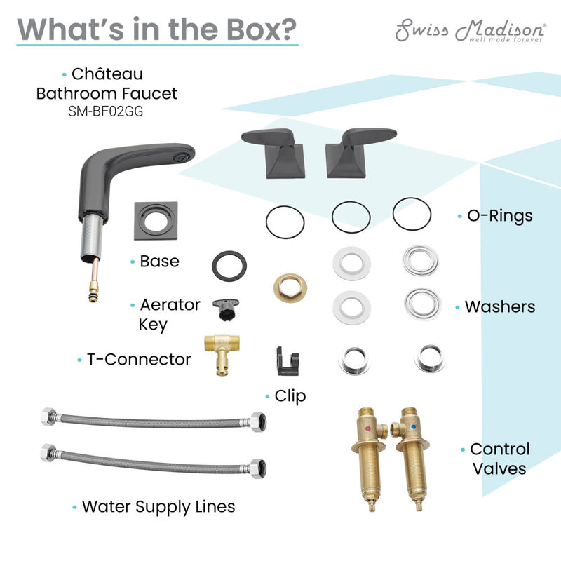 Chateau 8 in. Widespread, 2-Handle, Bathroom Faucet in Gunmetal Gray