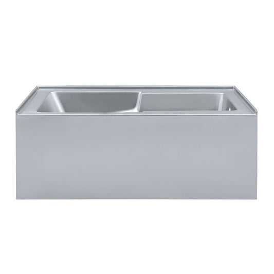 Voltaire 60" x 32" Right-Hand Drain Alcove Bathtub with Apron and Armrest in Matte Gray